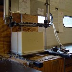 The pneumatic cutter turns it into bars or bricks