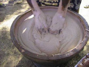 and more kneading... small amounts of water are added along the way. The quality of hand kneaded shea butter cannot be matched by mechanical means.